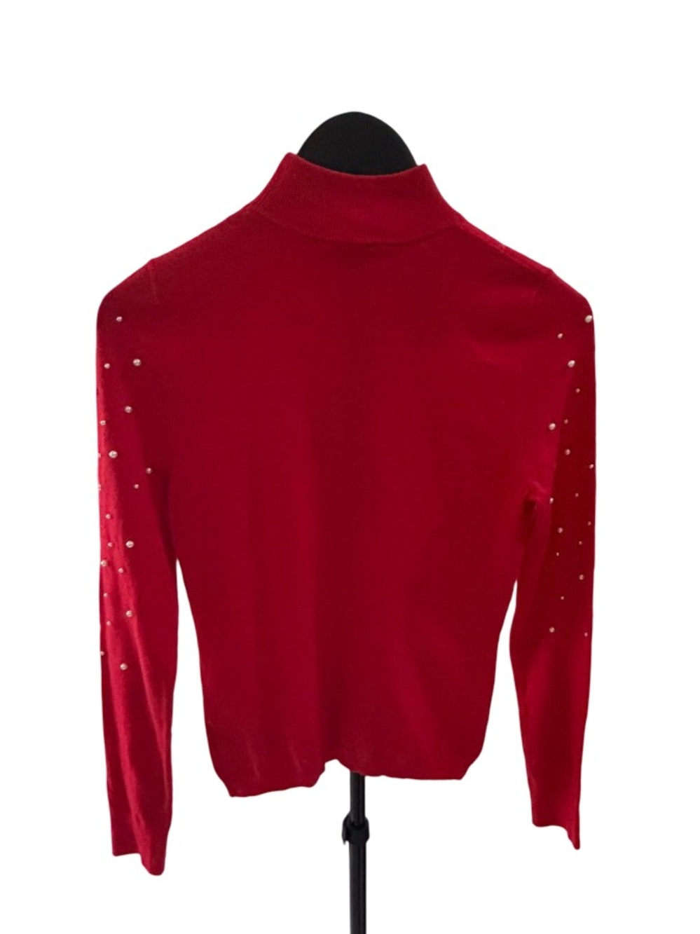 bebe Red Rhinestone Mock Neck Sweater - Picture 2 of 2